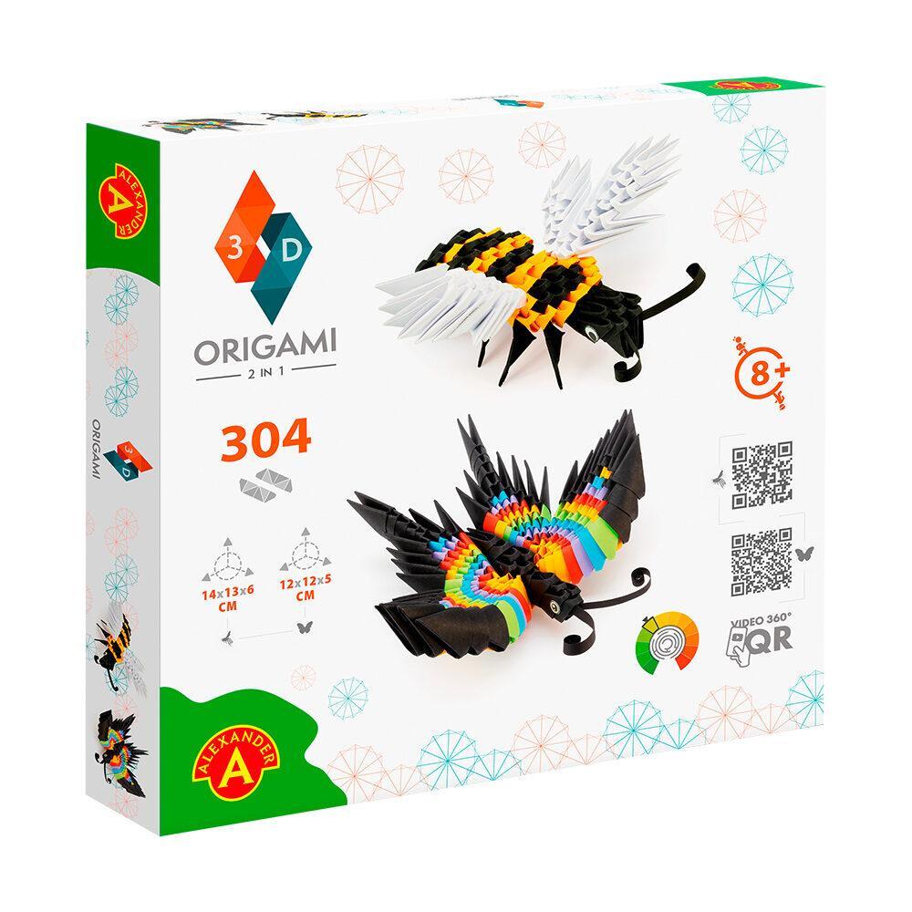 ORIGAMI 3D Bee and Butterfly - 304pcs, Alexander Toys