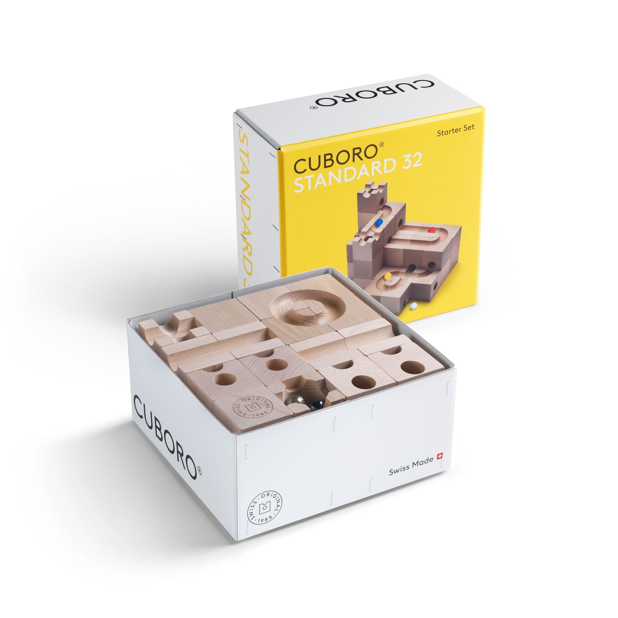 Houten knikkerbaan Standard 32 stuks, Cuboro
