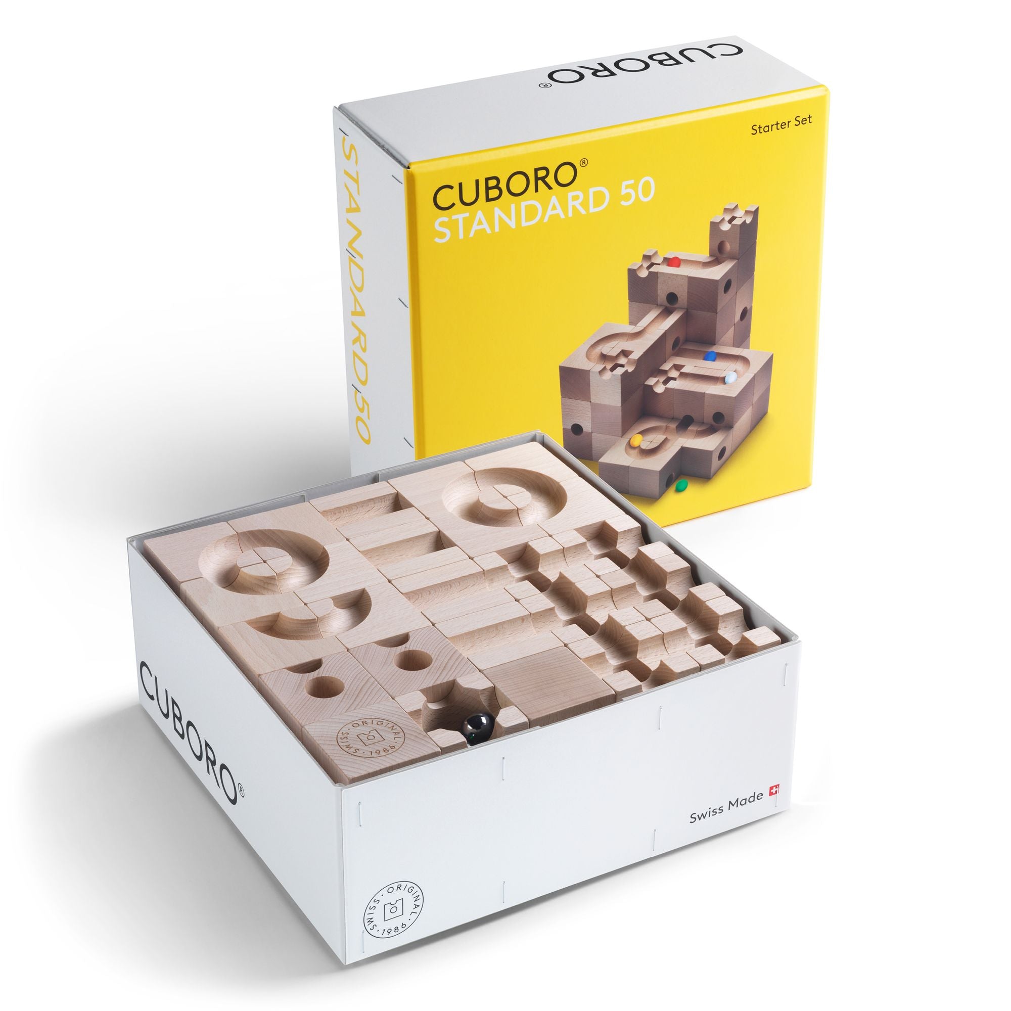 Houten knikkerbaan Standard 50 stuks, Cuboro