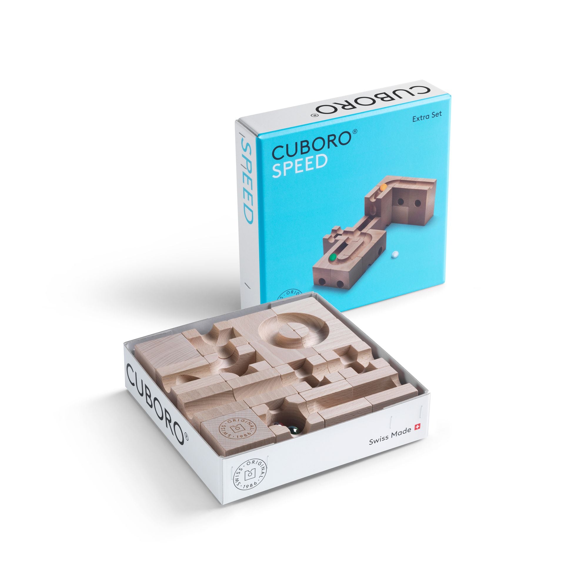 Houten knikkerbaan Speed 16 stuks, Cuboro
