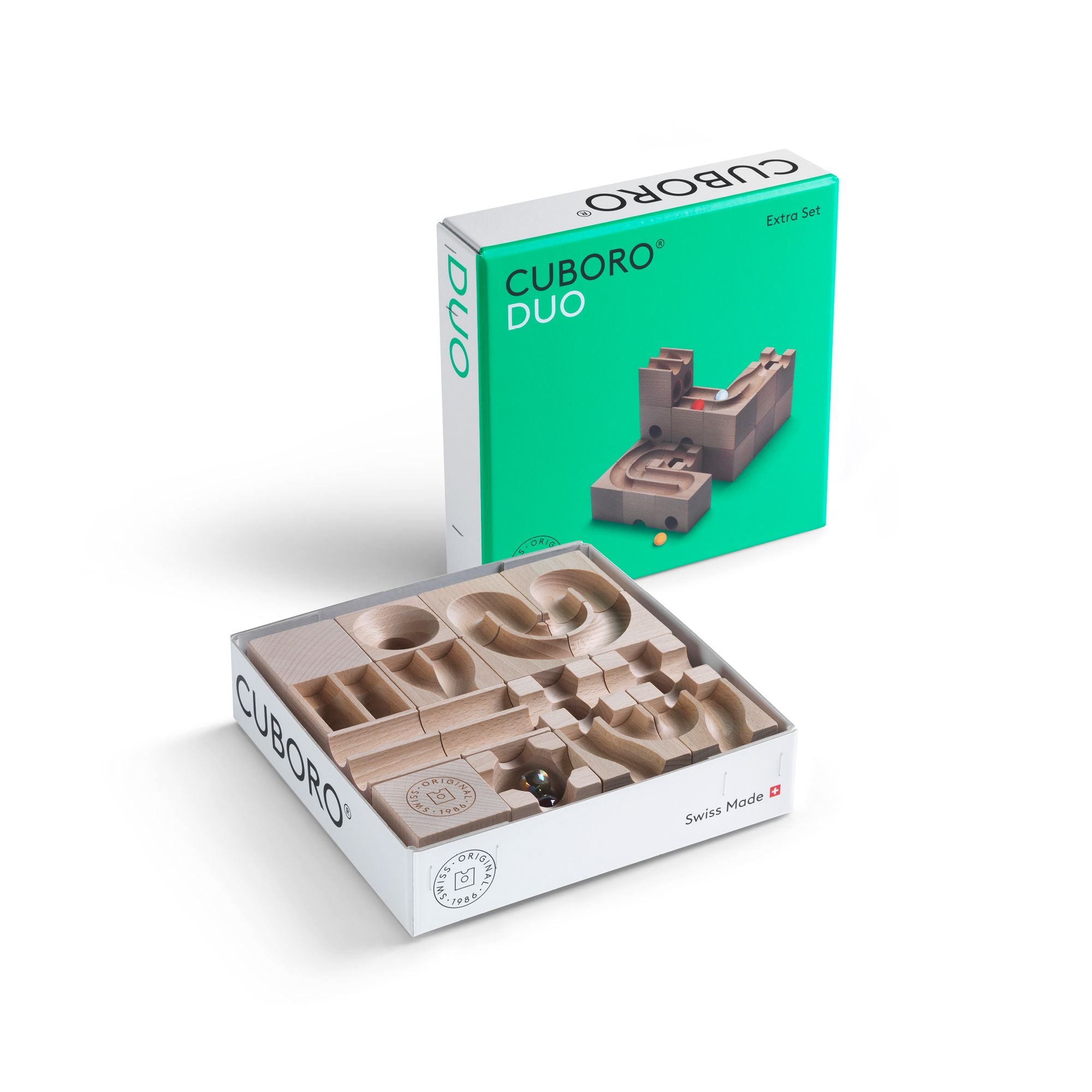 Houten knikkerbaan Duo 16 stuks, Cuboro