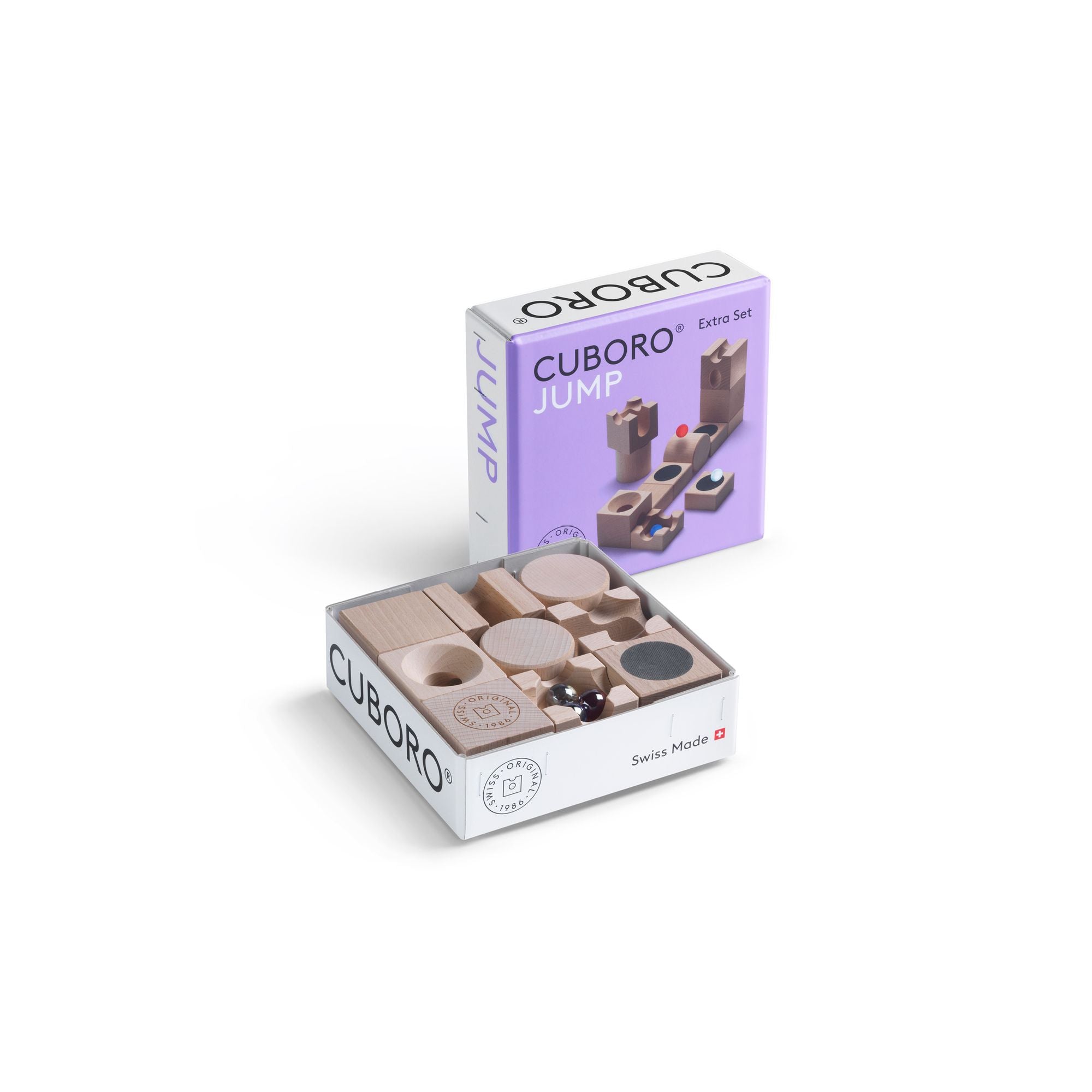 Houten knikkerbaan Jump 12 stuks, Cuboro