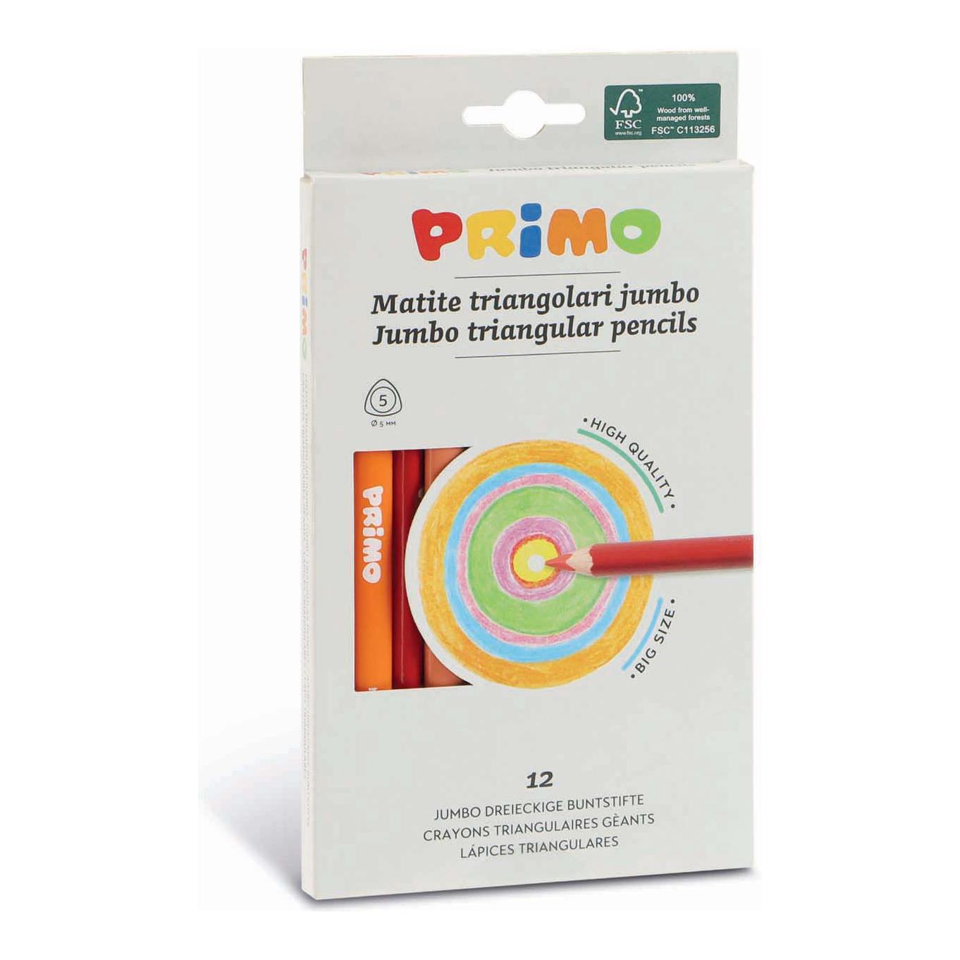 12 Jumbo Kleurpotlood 3-Zijdig Ø5.5 mm in Doos, Primo