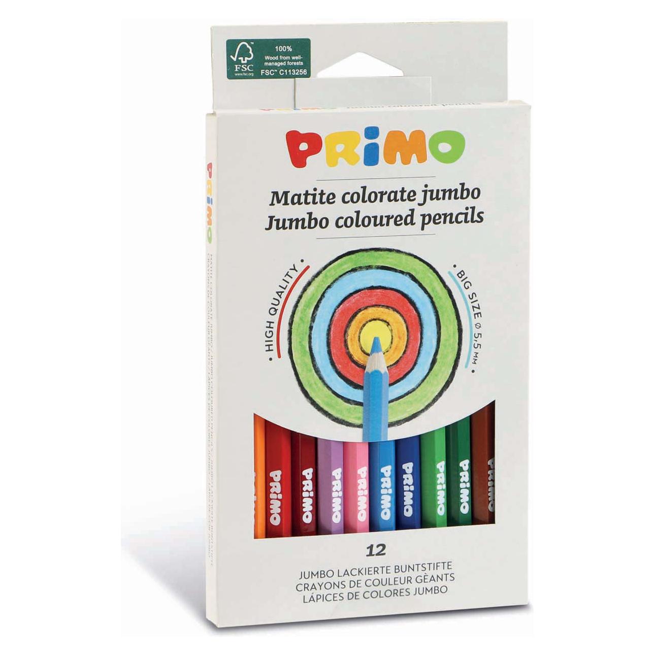 12 Jumbo Kleurpotlood Ø5.5 mm in Doos, Primo