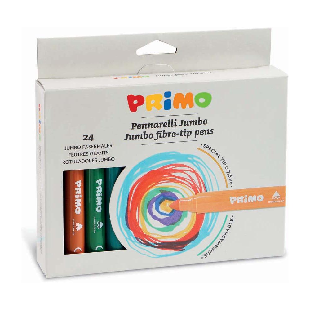 24 Jumbo Viltstiften (Fiber Punt) Ø7.6 mm in Doos, Primo