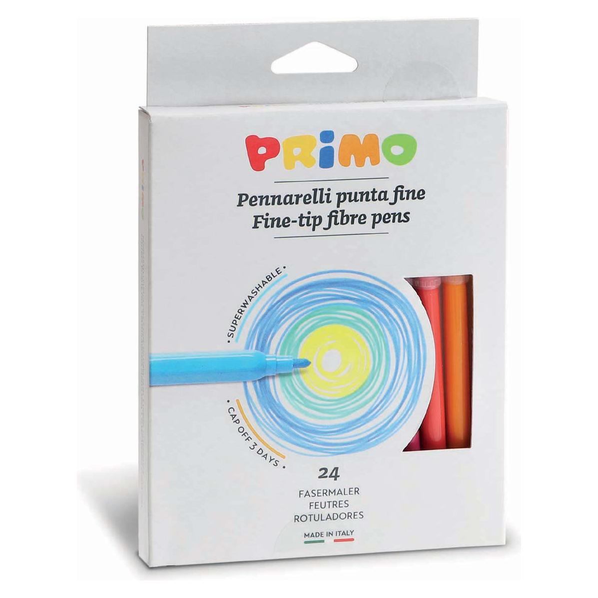 24 Viltstiften Uitwasbaar Dun Ø2.5 mm in Doos, Primo