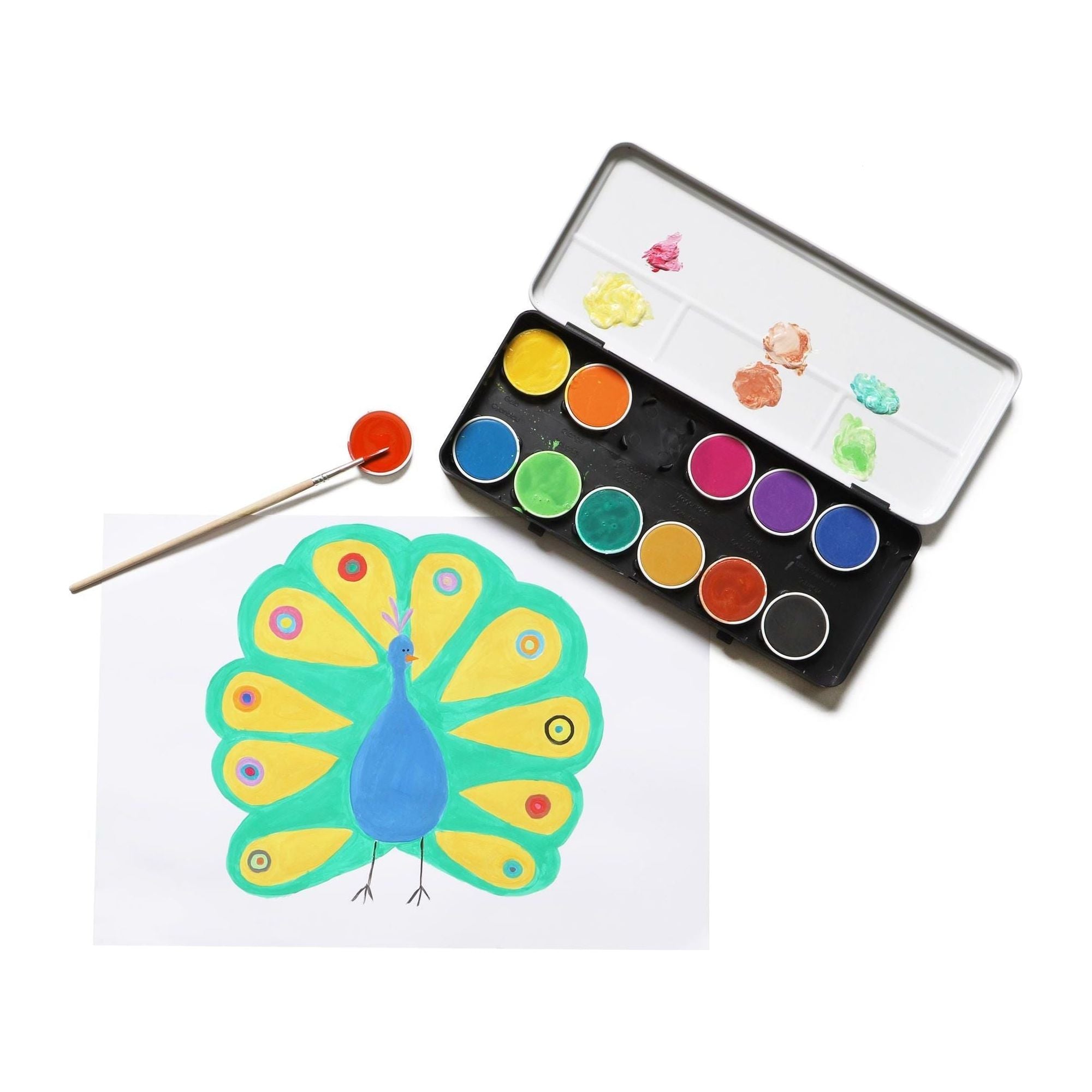 Aquarelverf Blik Ø30 mm (24 Kleuren), Primo