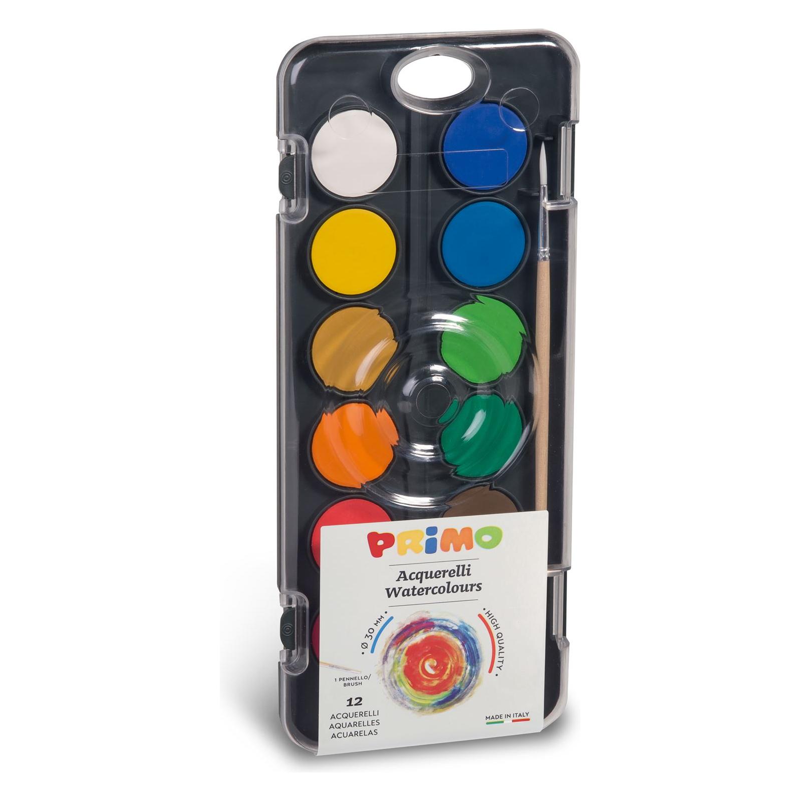 Aquarelverf Tablet/Penseel Ø30 mm (12 Kleuren), Primo