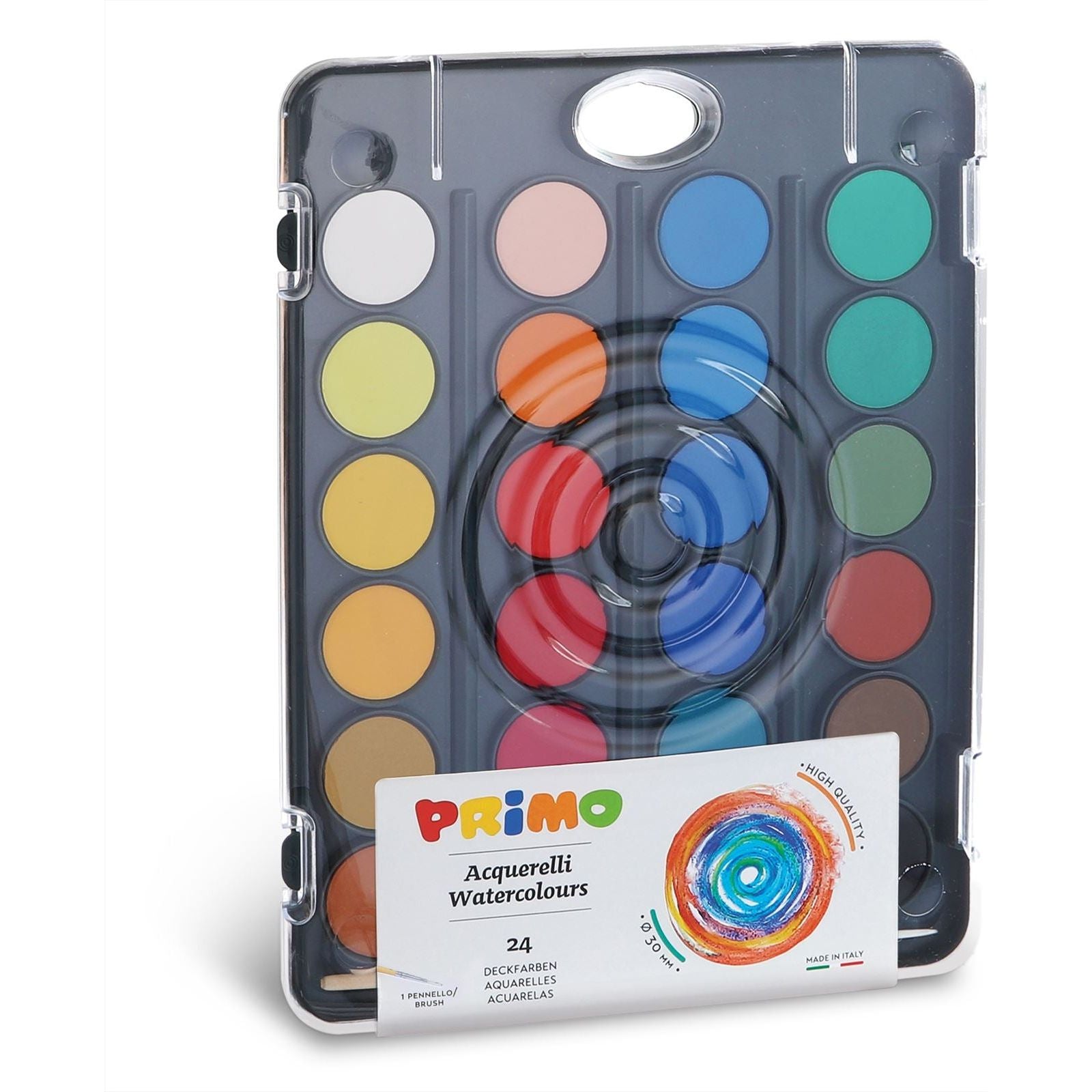 Aquarelverf Tablet/Penseel Ø30 mm (24 Kleuren), Primo