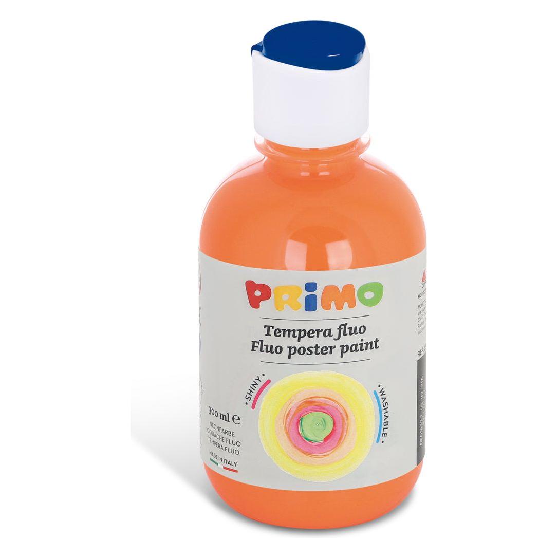 Kant-en-Klare Fluo Plakkaatverf, Fles 300 ml met Debietdop Oranje 250, Primo