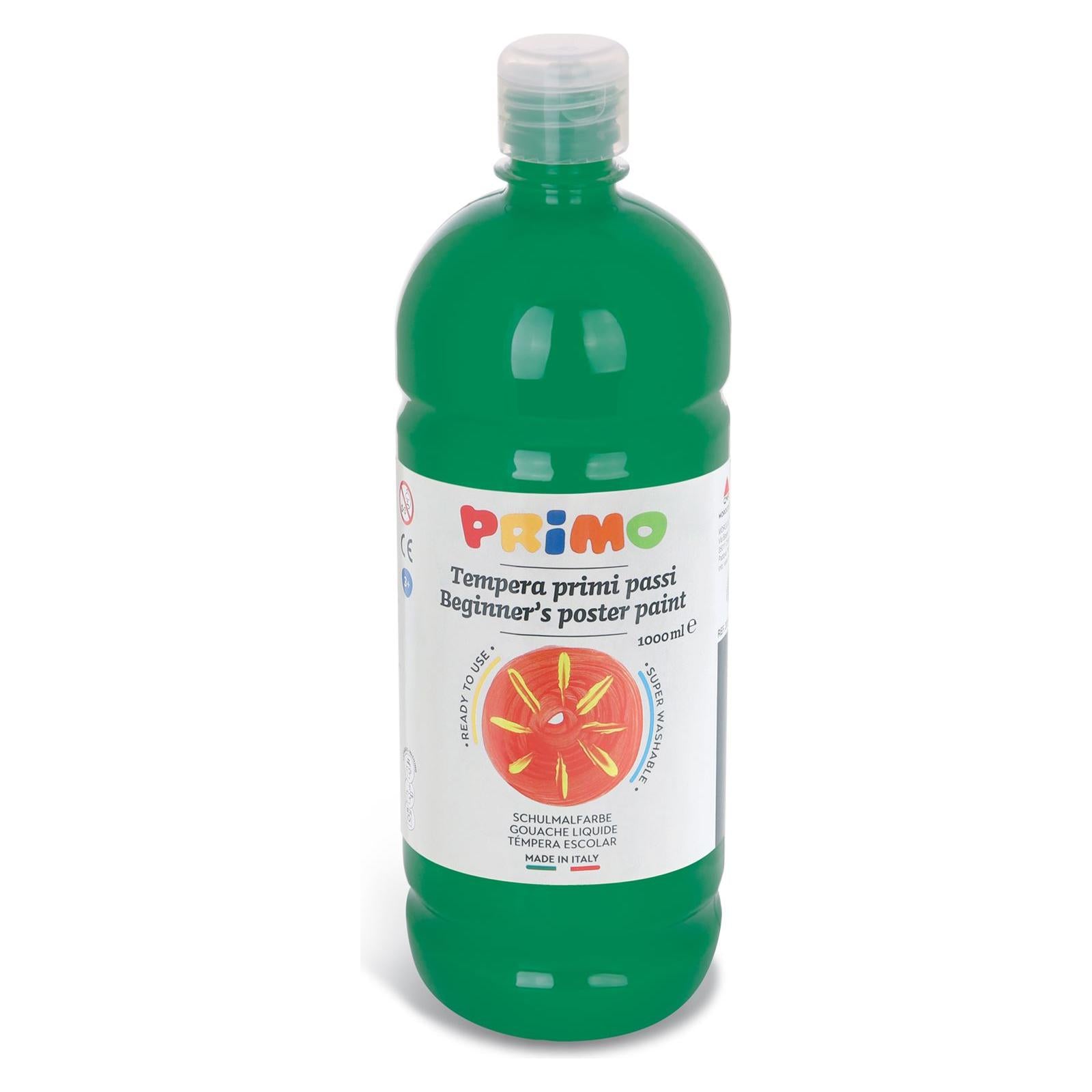 Kant-en-Klare Plakkaatverf voor Beginners, Fles Van 1000 ml met Dop met Debietregeling Donkergroen 630, Primo