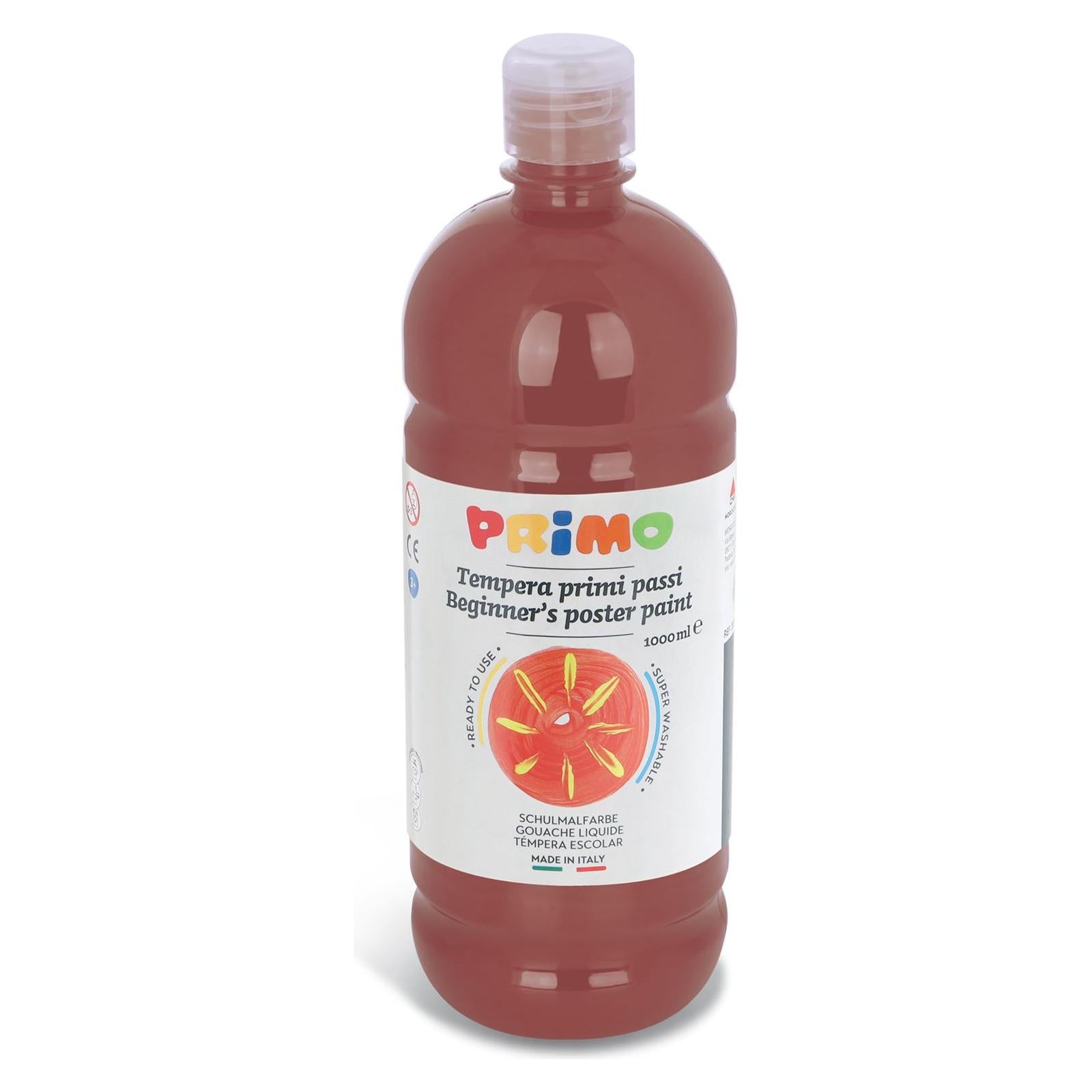 Kant-en-Klare Plakkaatverf voor Beginners, Fles Van 1000 ml met Dop met Debietregeling Gebrand Siena 730, Primo