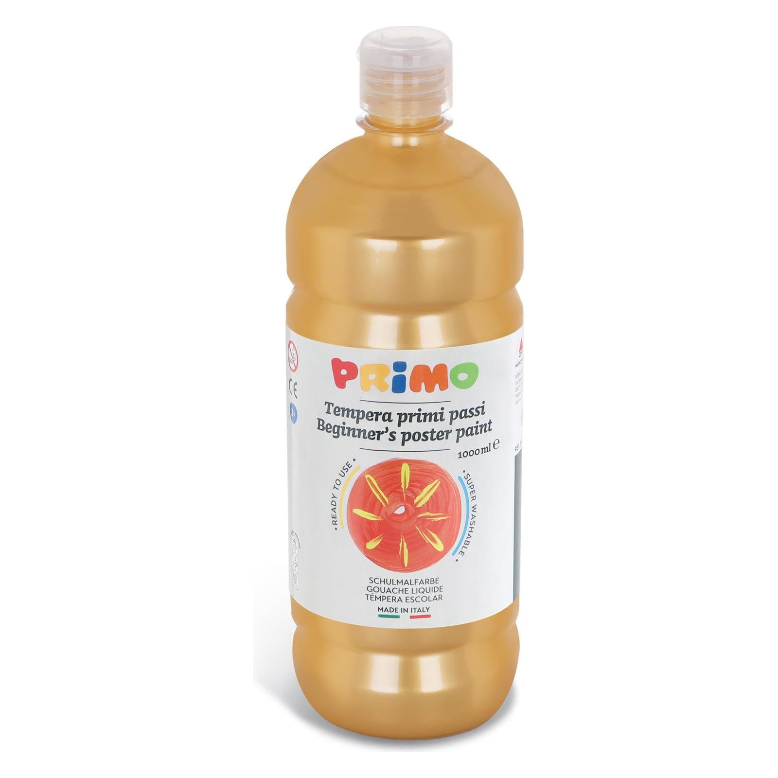 Kant-en-Klare Plakkaatverf voor Beginners, Fles Van 1000 ml met Dop met Debietregeling Goud 920, Primo