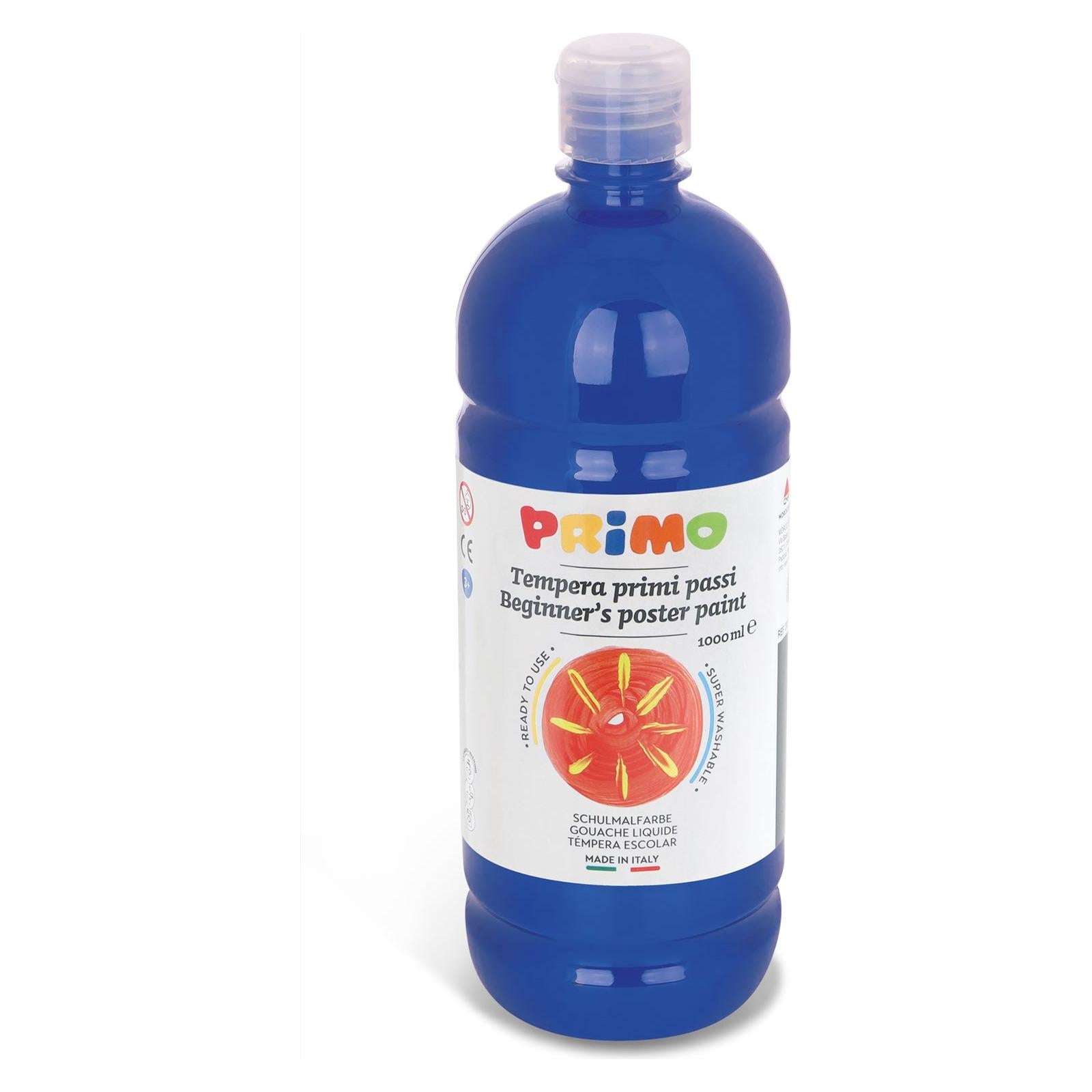 Kant-en-Klare Plakkaatverf voor Beginners, Fles Van 1000 ml met Dop met Debietregeling Ultramarijn 500, Primo