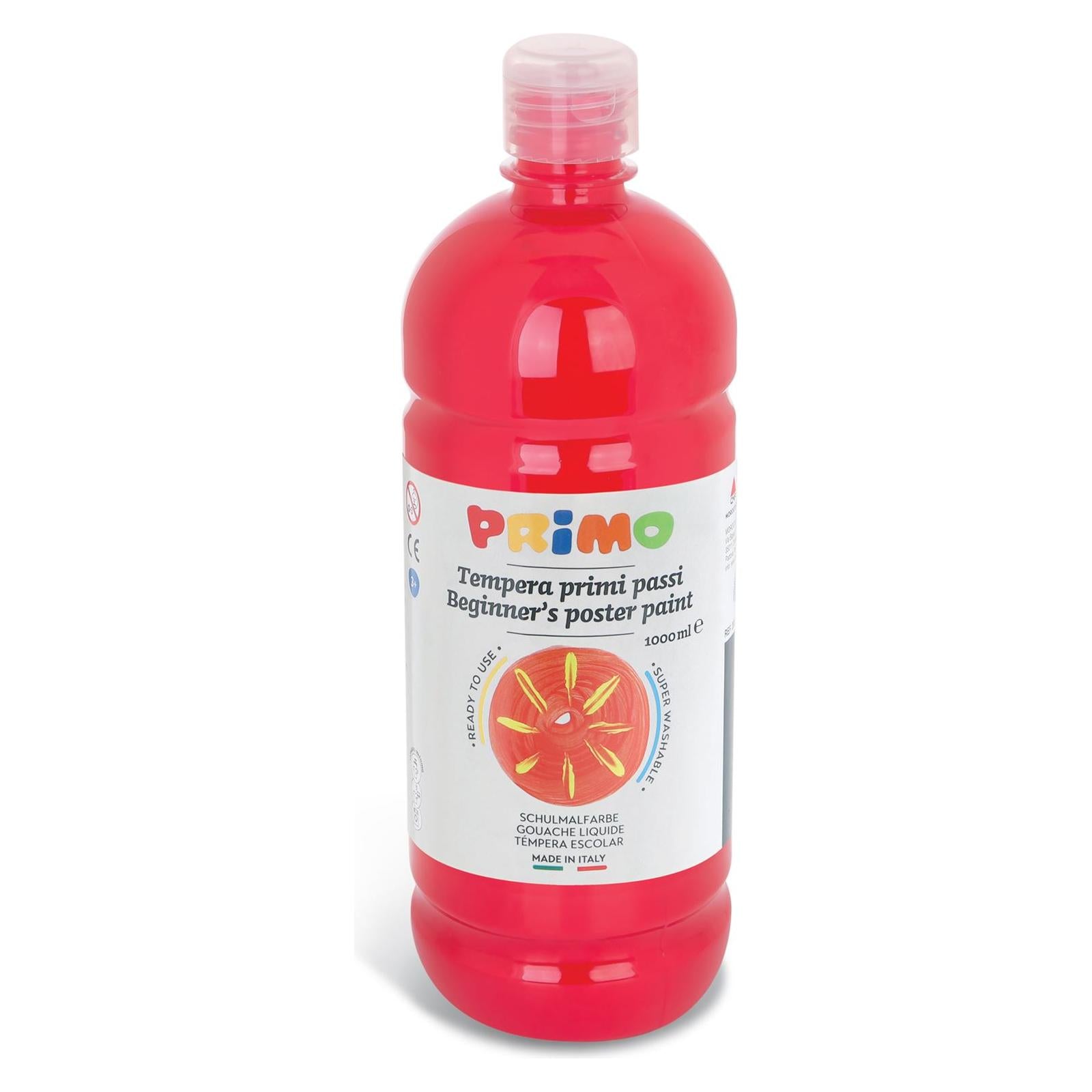 Kant-en-Klare Plakkaatverf voor Beginners, Fles Van 1000 ml met Dop met Debietregeling Vermiljoen 300, Primo