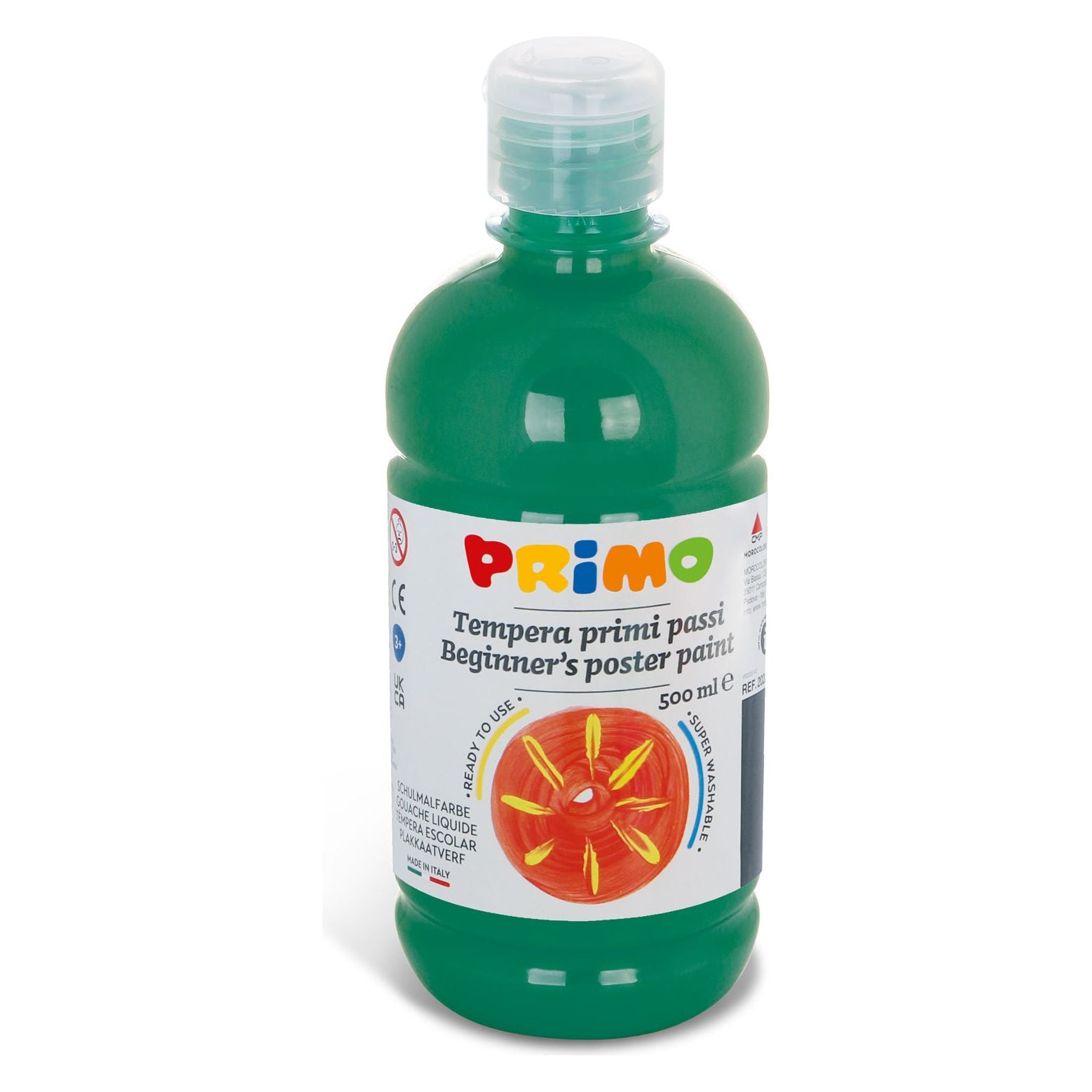 Kant-en-Klare Plakkaatverf voor Beginners, Fles Van 500 ml met Dop met Debietregeling Donkergroen 630, Primo
