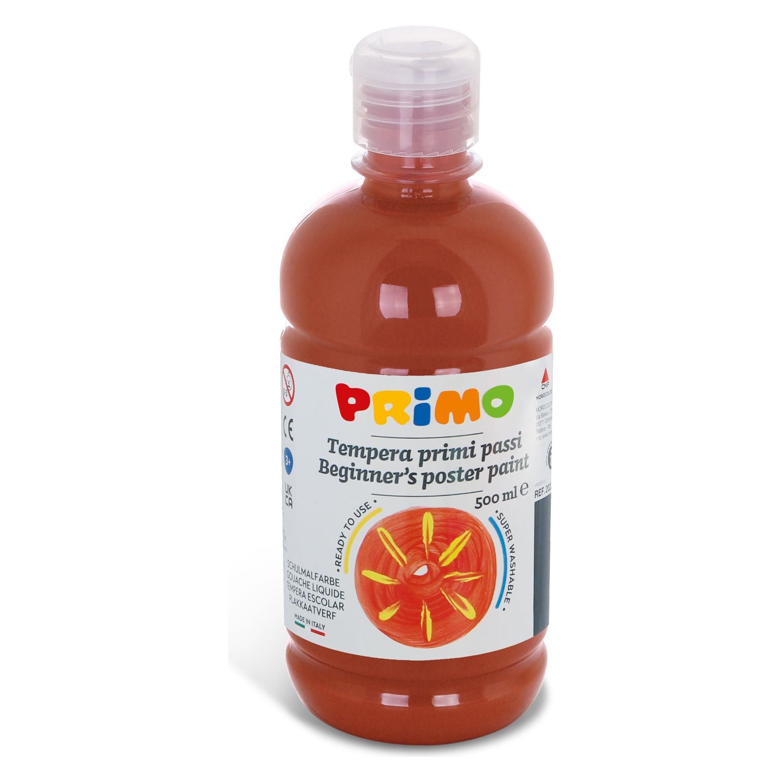Kant-en-Klare Plakkaatverf voor Beginners, Fles Van 500 ml met Dop met Debietregeling Gebrand Siena 730, Primo