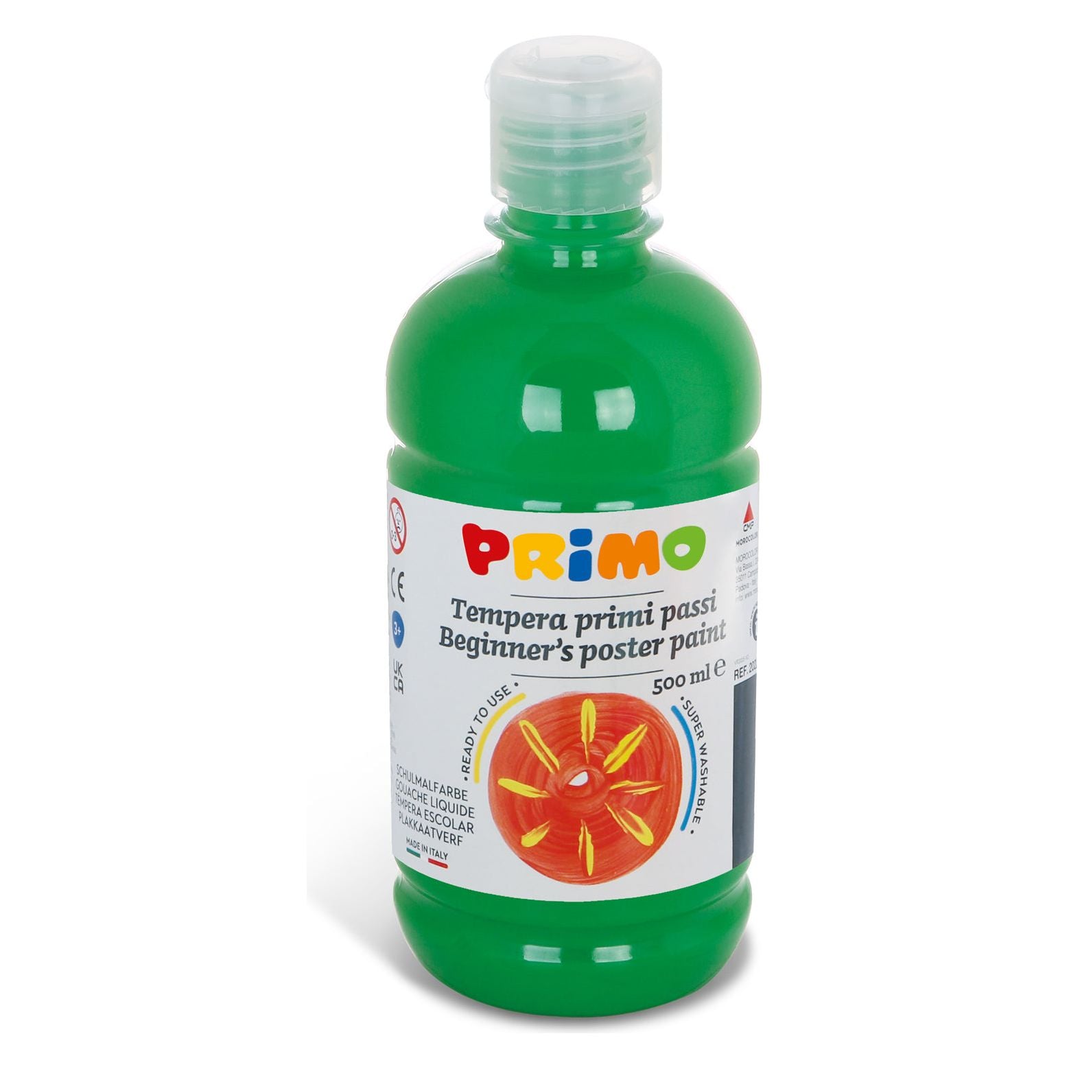 Kant-en-Klare Plakkaatverf voor Beginners, Fles Van 500 ml met Dop met Debietregeling Heldergroen 610, Primo