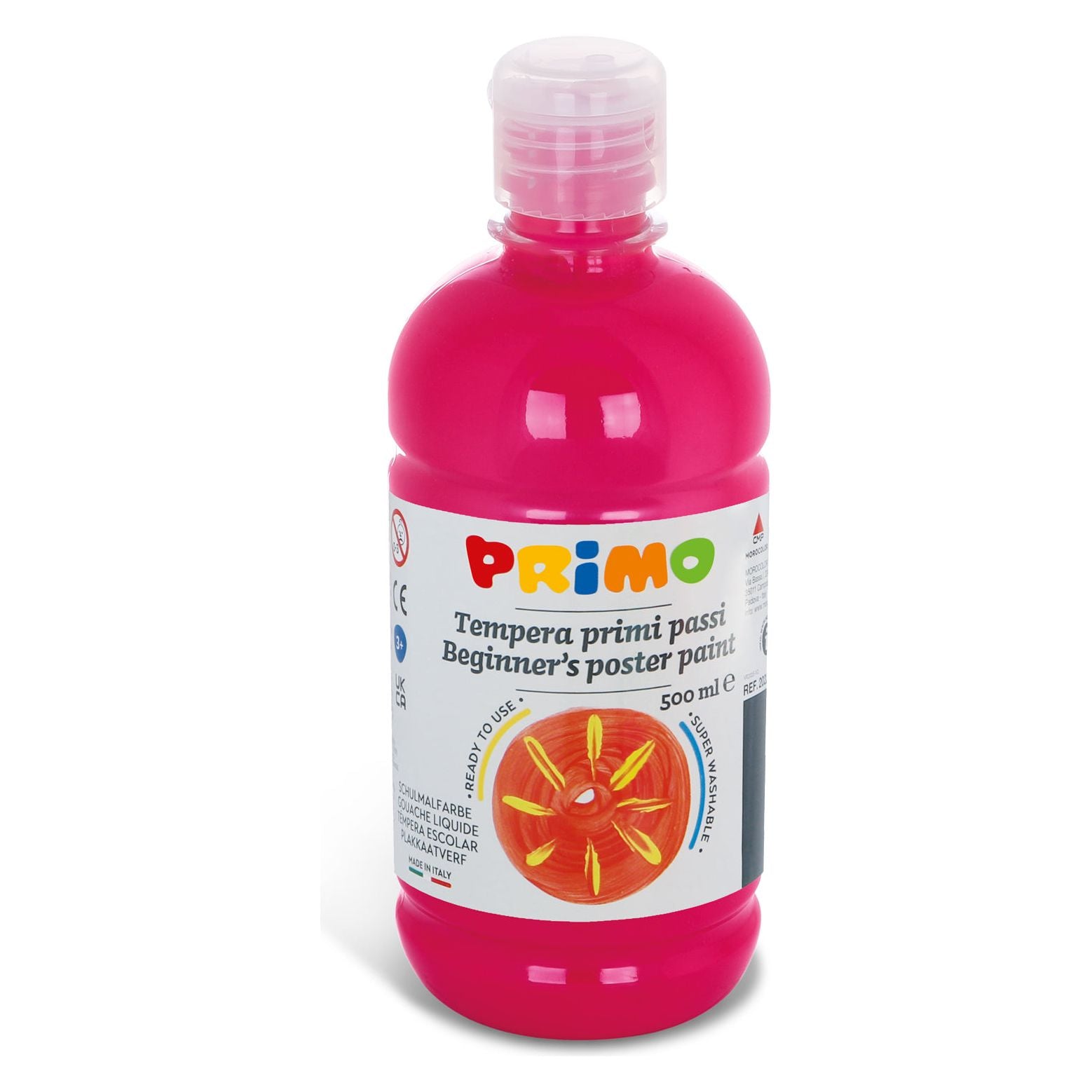 Kant-en-Klare Plakkaatverf voor Beginners, Fles Van 500 ml met Dop met Debietregeling Magenta 301, Primo