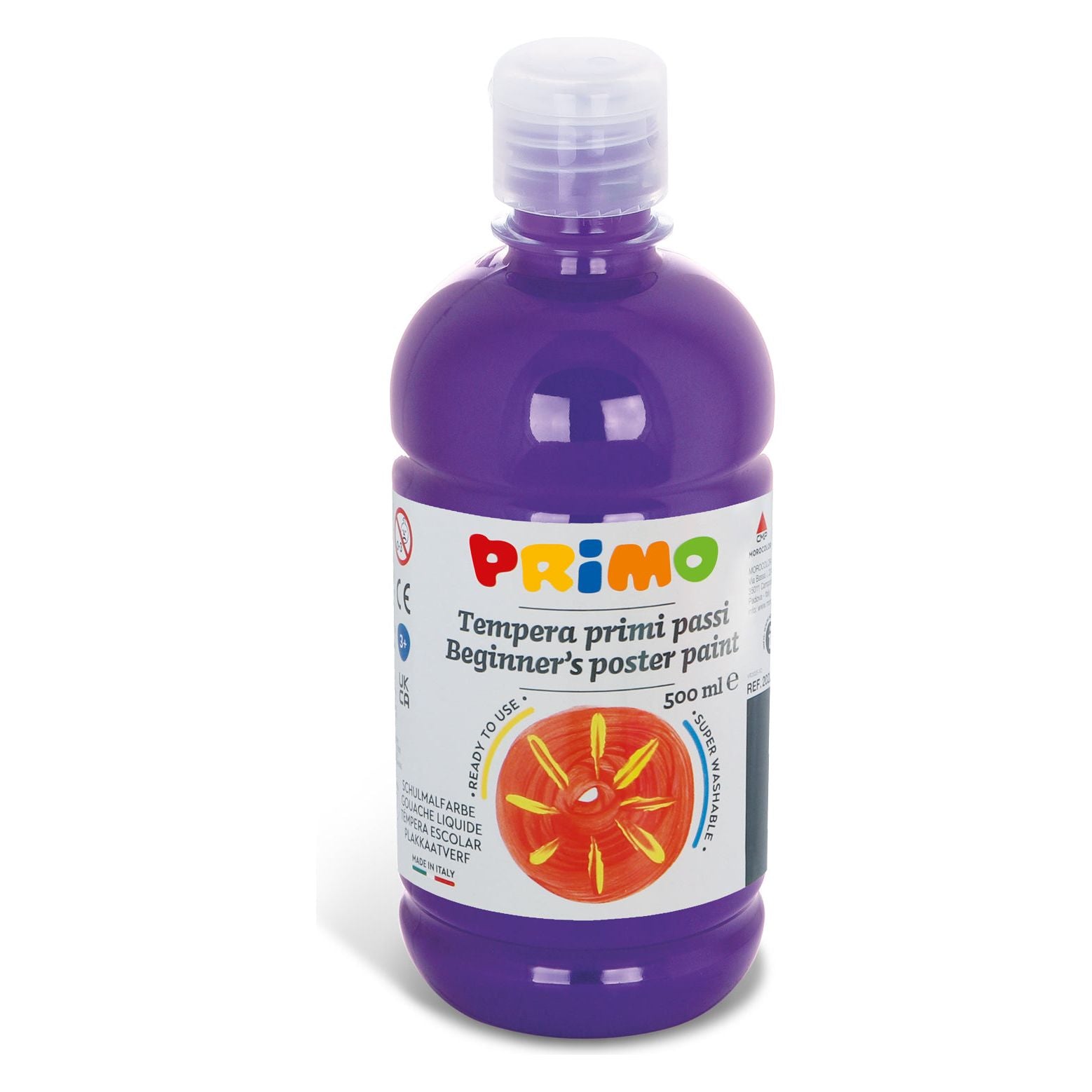 Kant-en-Klare Plakkaatverf voor Beginners, Fles Van 500 ml met Dop met Debietregeling Paars 400, Primo
