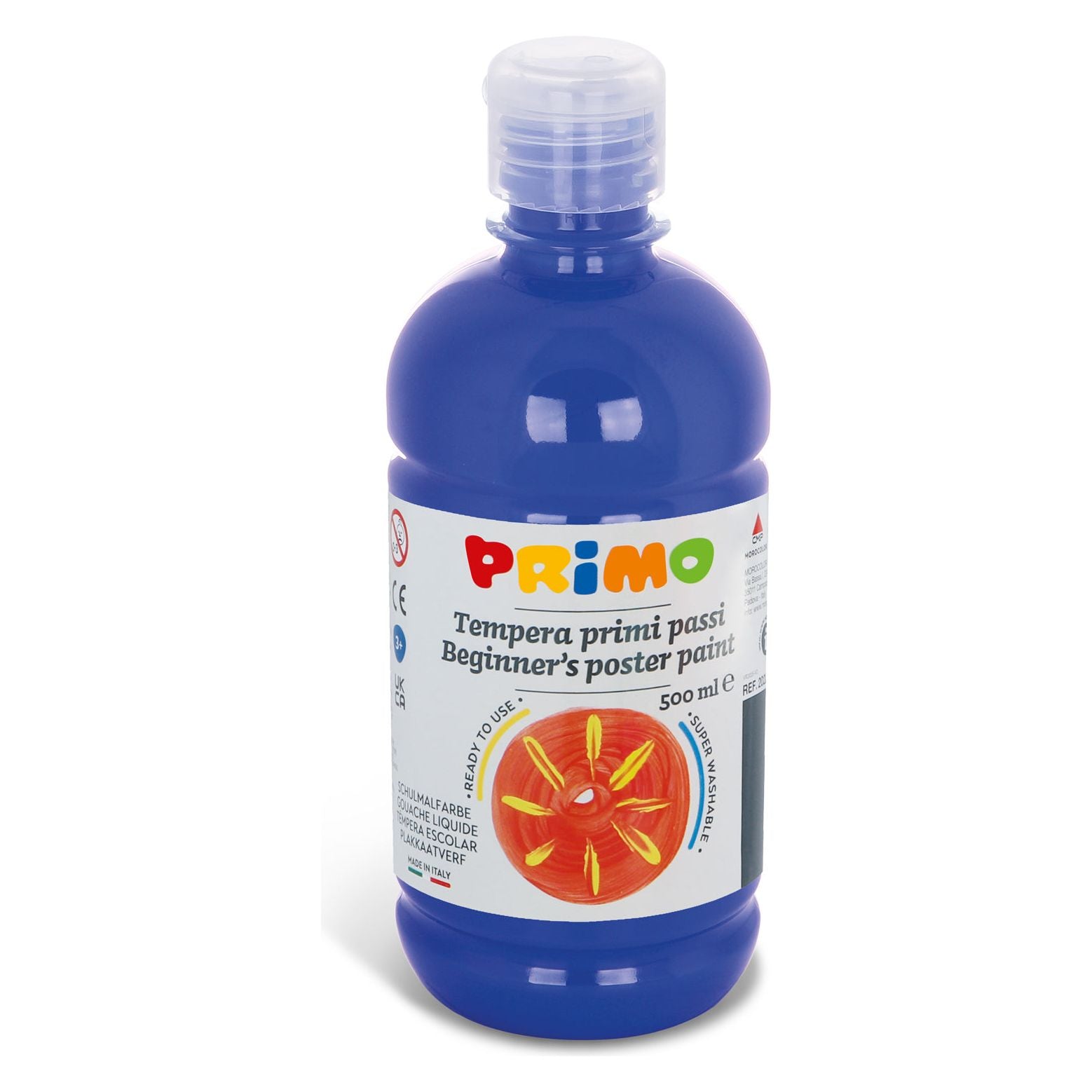 Kant-en-Klare Plakkaatverf voor Beginners, Fles Van 500 ml met Dop met Debietregeling Ultramarijn 500, Primo