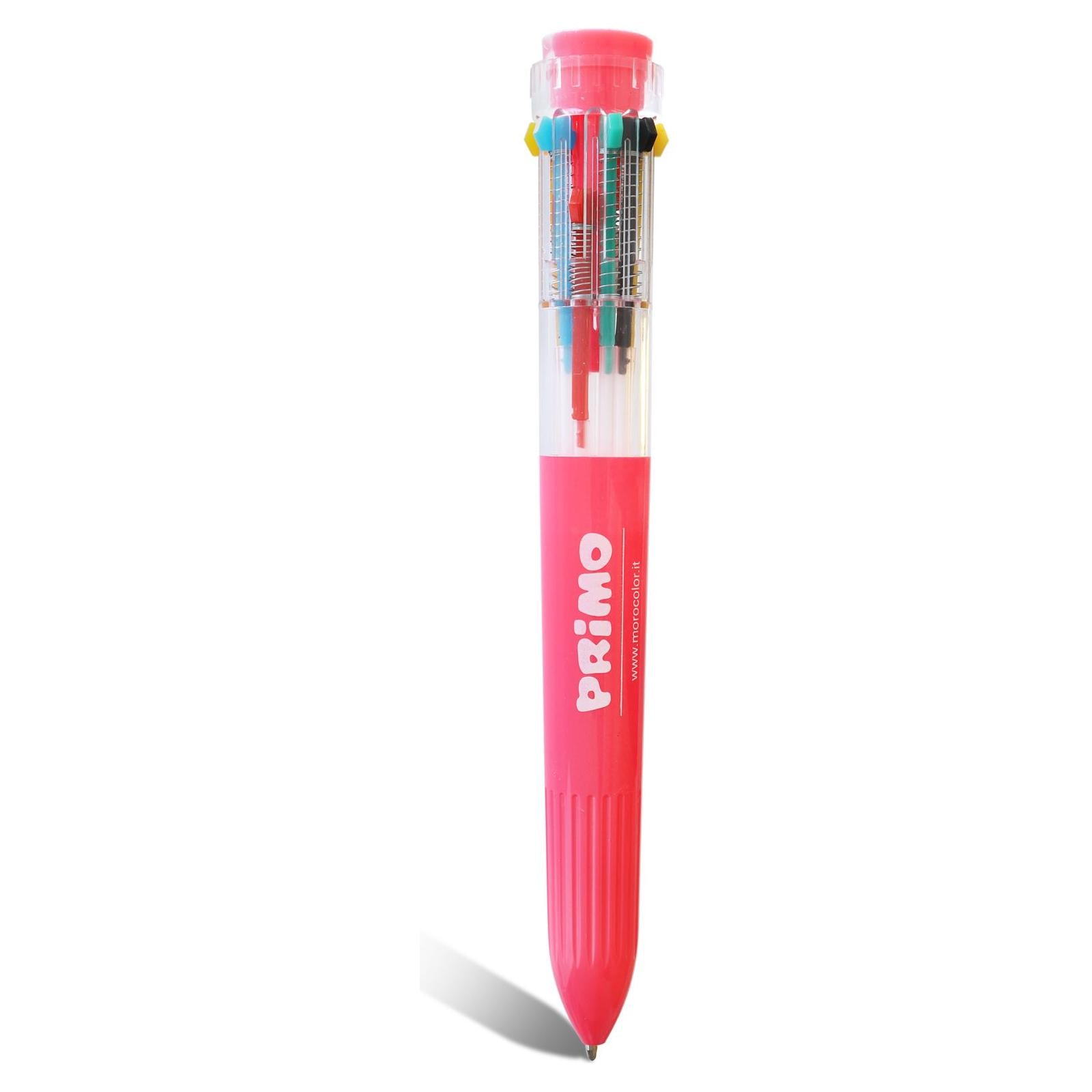 Pen (10 Kleuren) in Blister Geel/Blauw/Roze, Primo