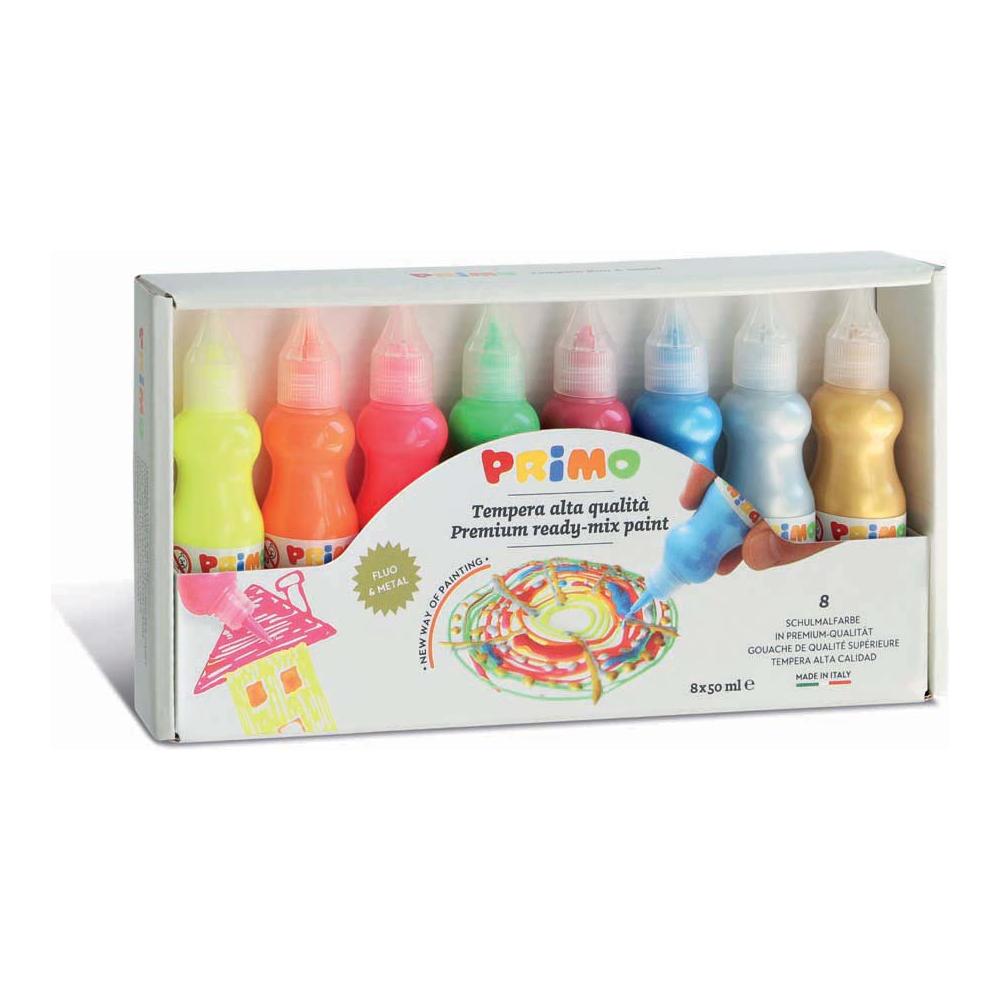 Plakkaatverf in Spuitflesje Metal+Fluo (8x50 ml), Primo