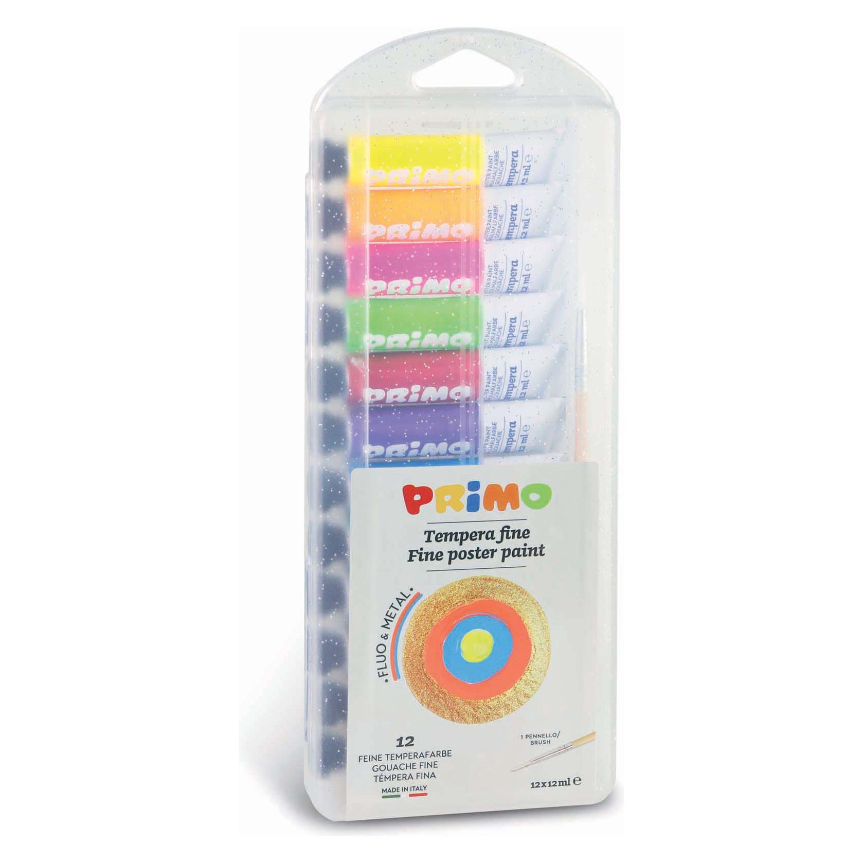 Plakkaatverf Metal+Fluo in Tube (12x12 ml) in Box, Primo