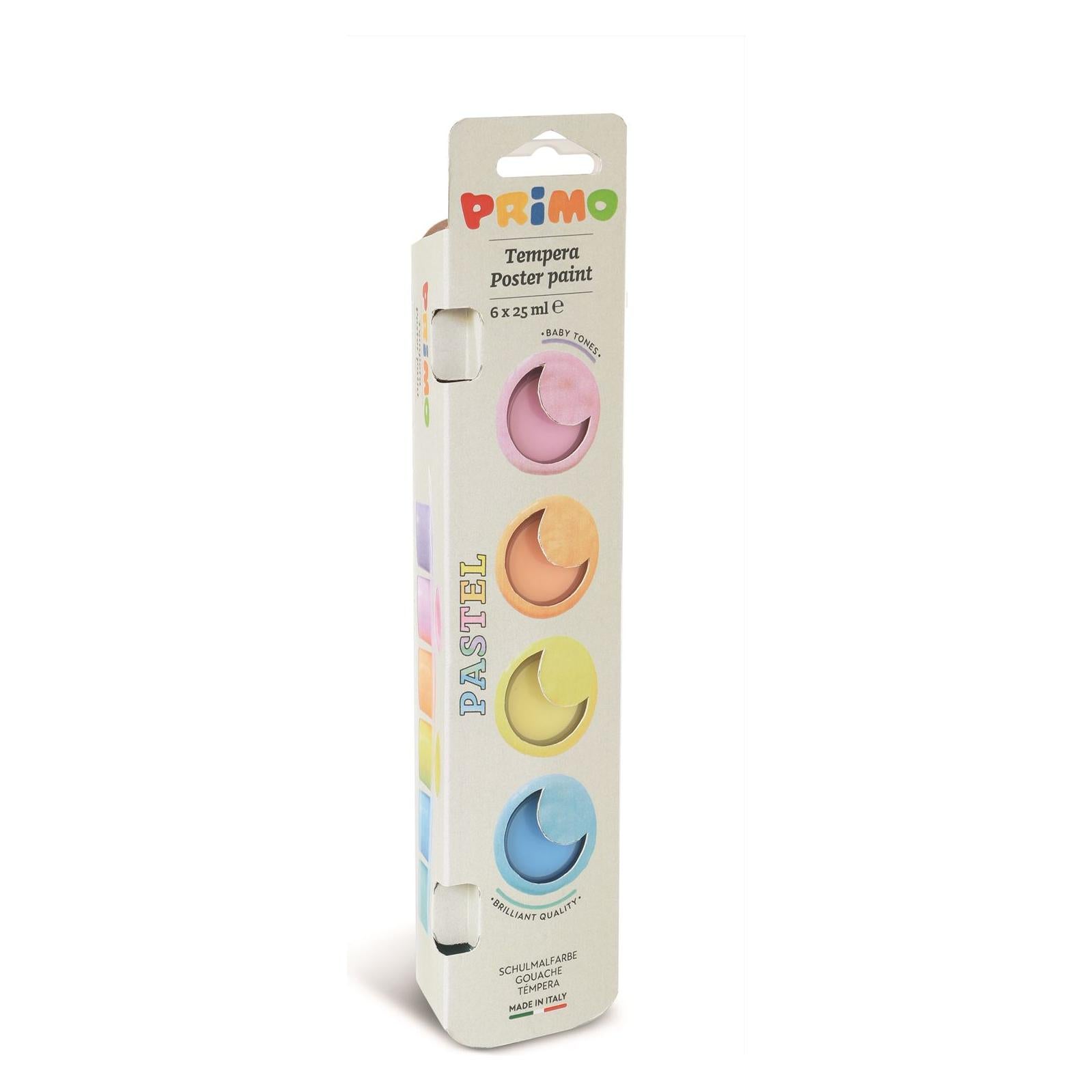 Plakkaatverf Pastel in Potje, 6 Kleuren, 25 ml, Primo