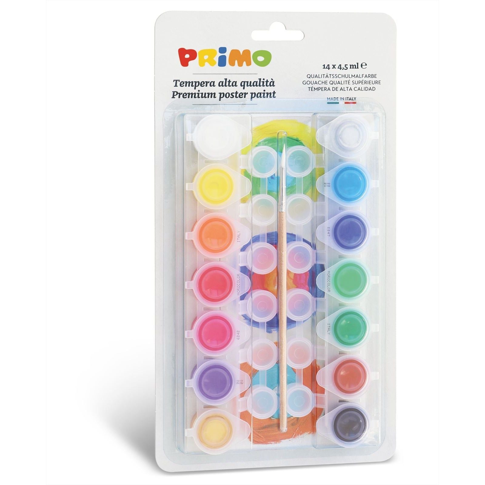 Plakkaatverf Set 14 Kleuren Inclusief Kwast, Primo