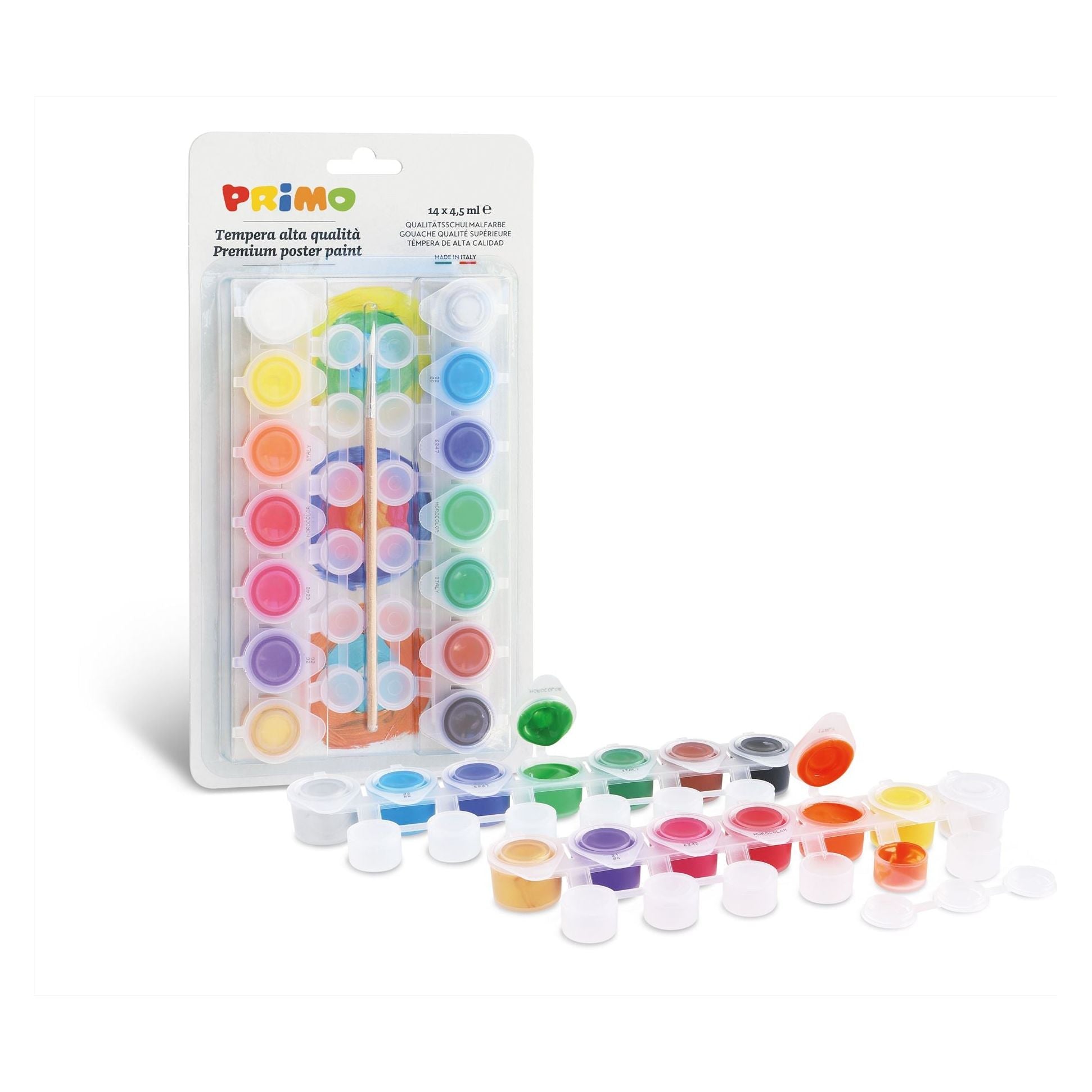 Plakkaatverf Set 14 Kleuren Inclusief Kwast, Primo