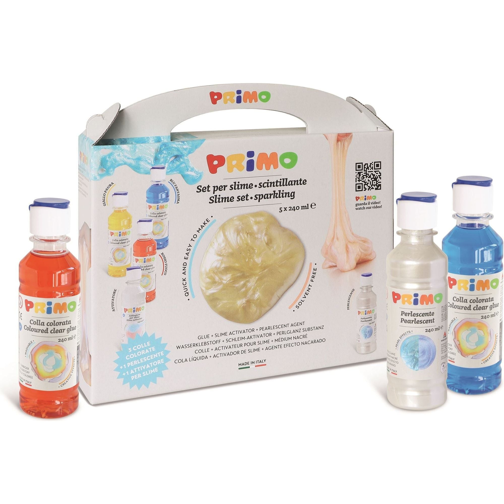 Set Slijm met 3 Gekleurde Lijm, 1 Activator, 1 Parel, Primo