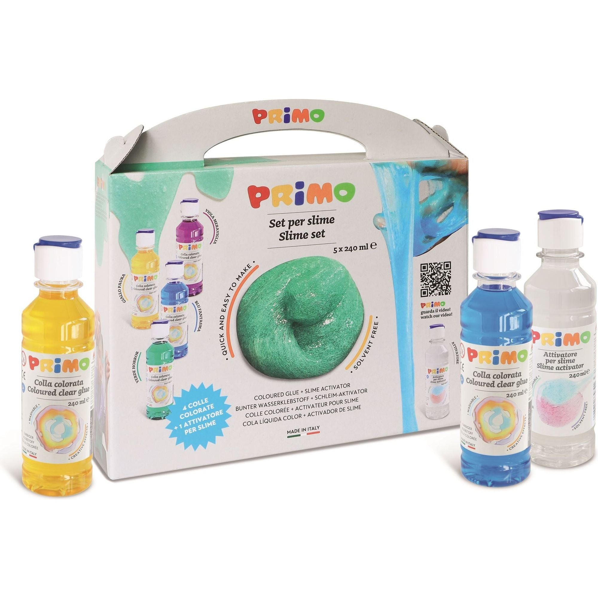 Set Slijm met 4 Gekleurde Lijm, 1 Activator, Geschen, Primo