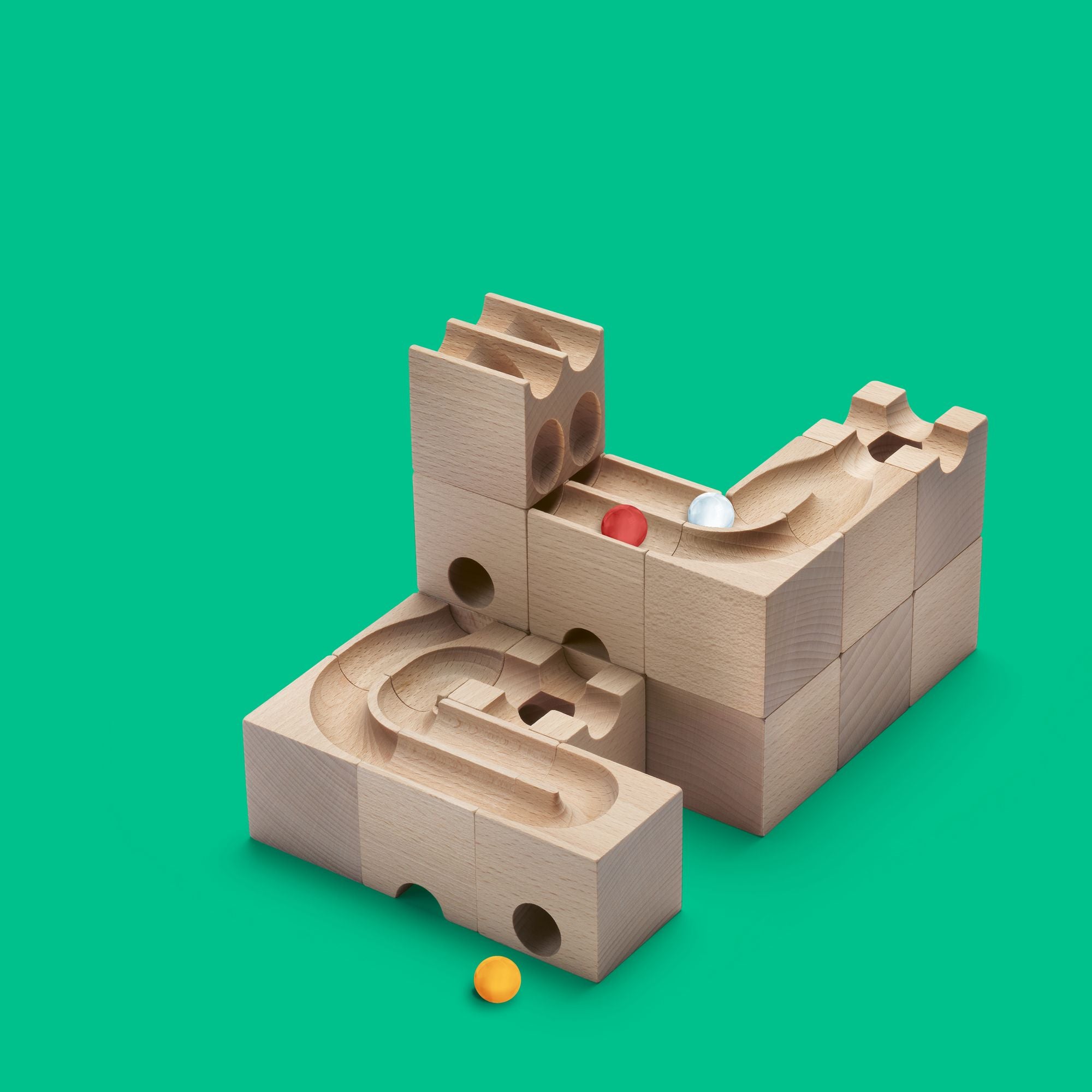 Houten knikkerbaan Duo 16 stuks, Cuboro