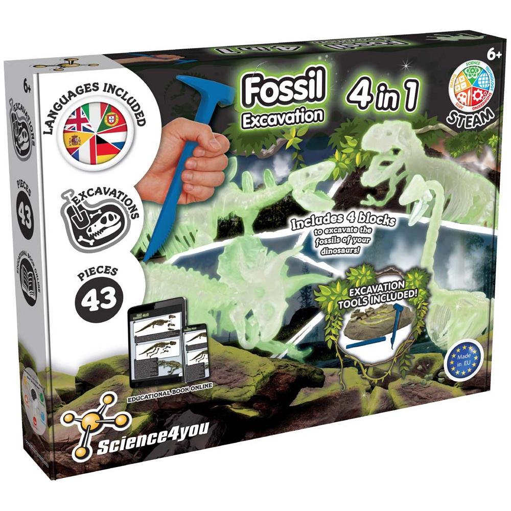 Fossil Excavation 4 in 1 Glow in the Dark, Science4You