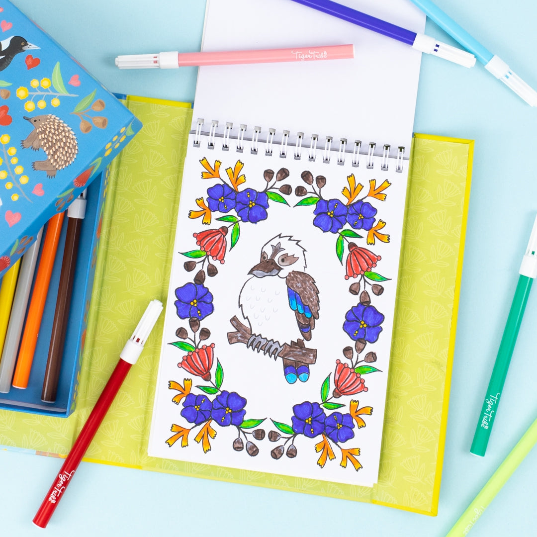 Kleur- en stickerset Aussie Animals, Tiger Tribe
