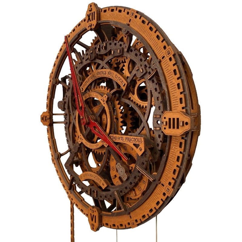 Industrial Vintage Wall Clock, Wooden City