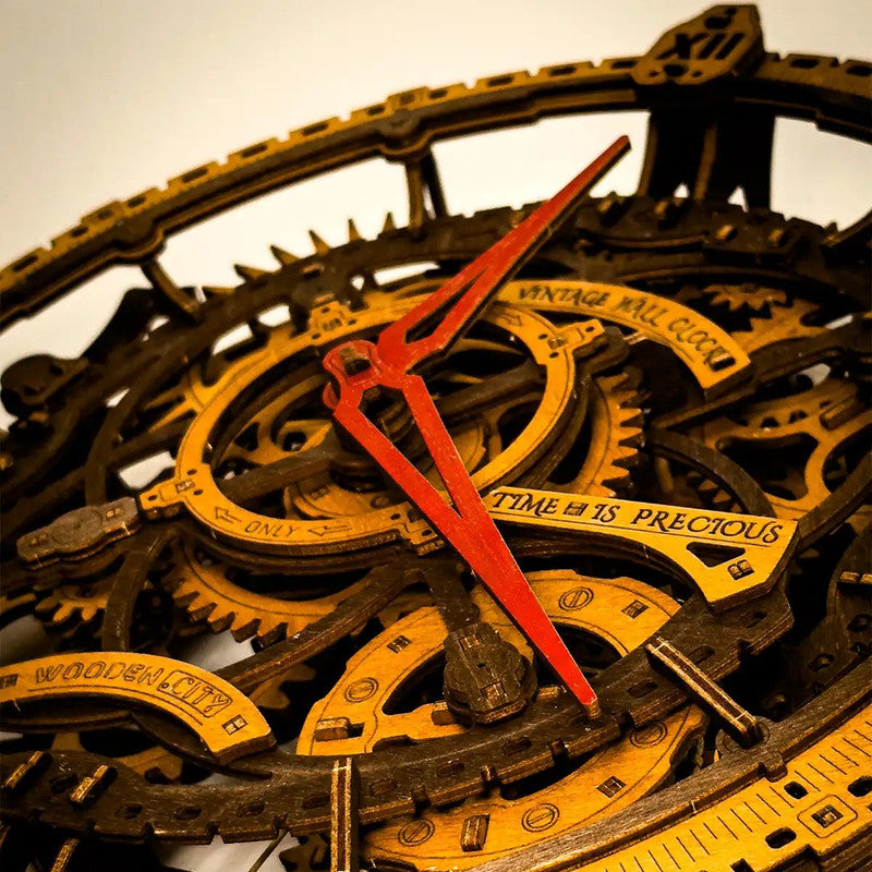 Industrial Vintage Wall Clock, Wooden City