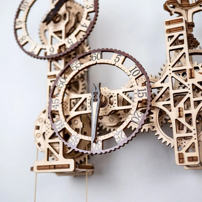 Steampunk Wall Clock, Wooden City