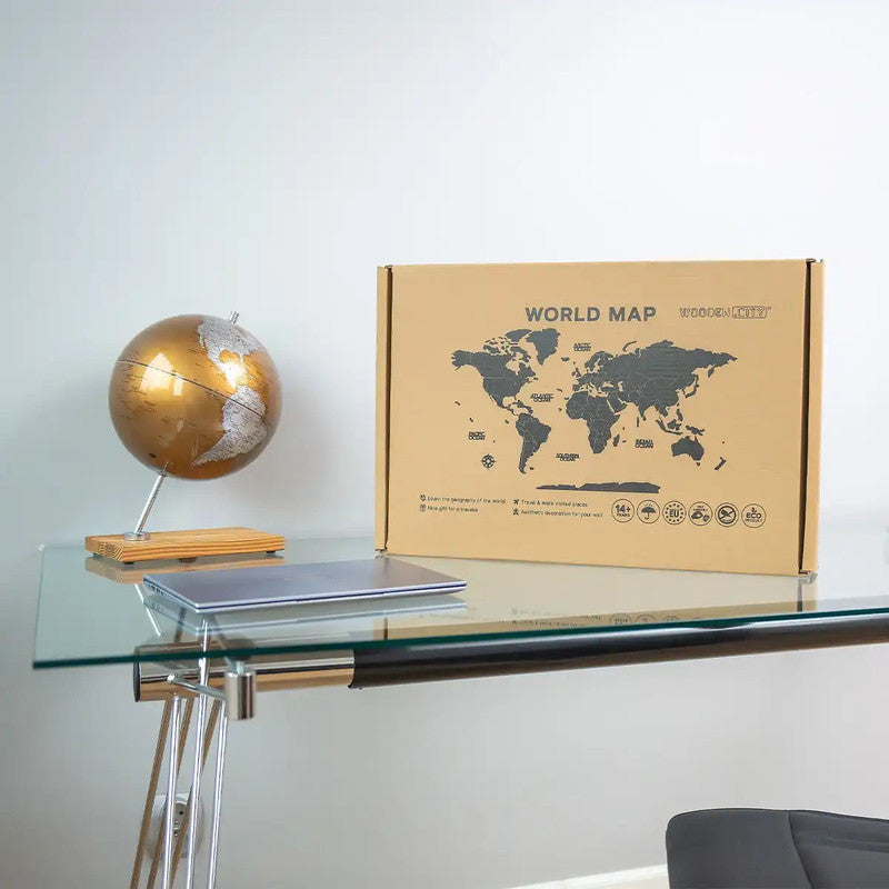World Map Expedition Series Dots, Wooden City