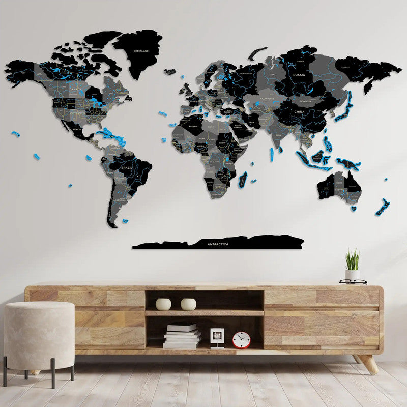 World Map Expedition Series Dots, Wooden City