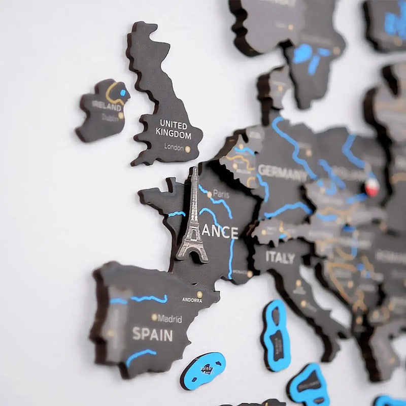 World Map Expedition Series Dots, Wooden City