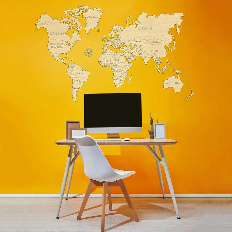 WORLD MAP L, Wooden City